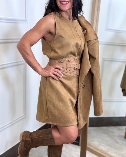 VESTIDO MINI ANTELINA CAMEL