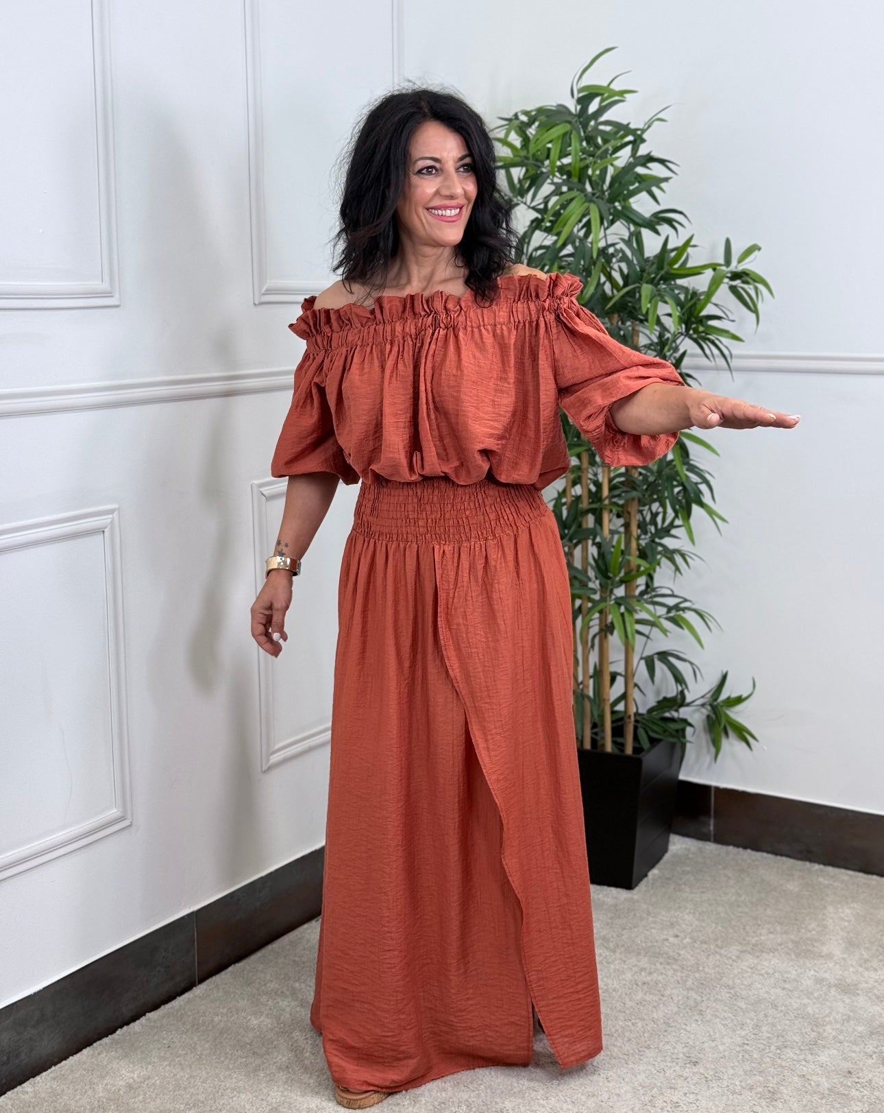 BLUSA BARDOT TEJA