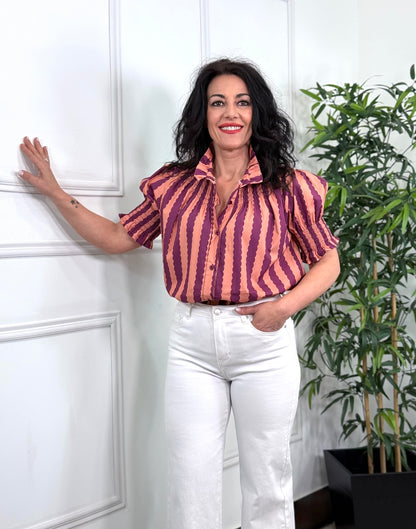 BLUSA LINE ESTAMPADA NARANJA