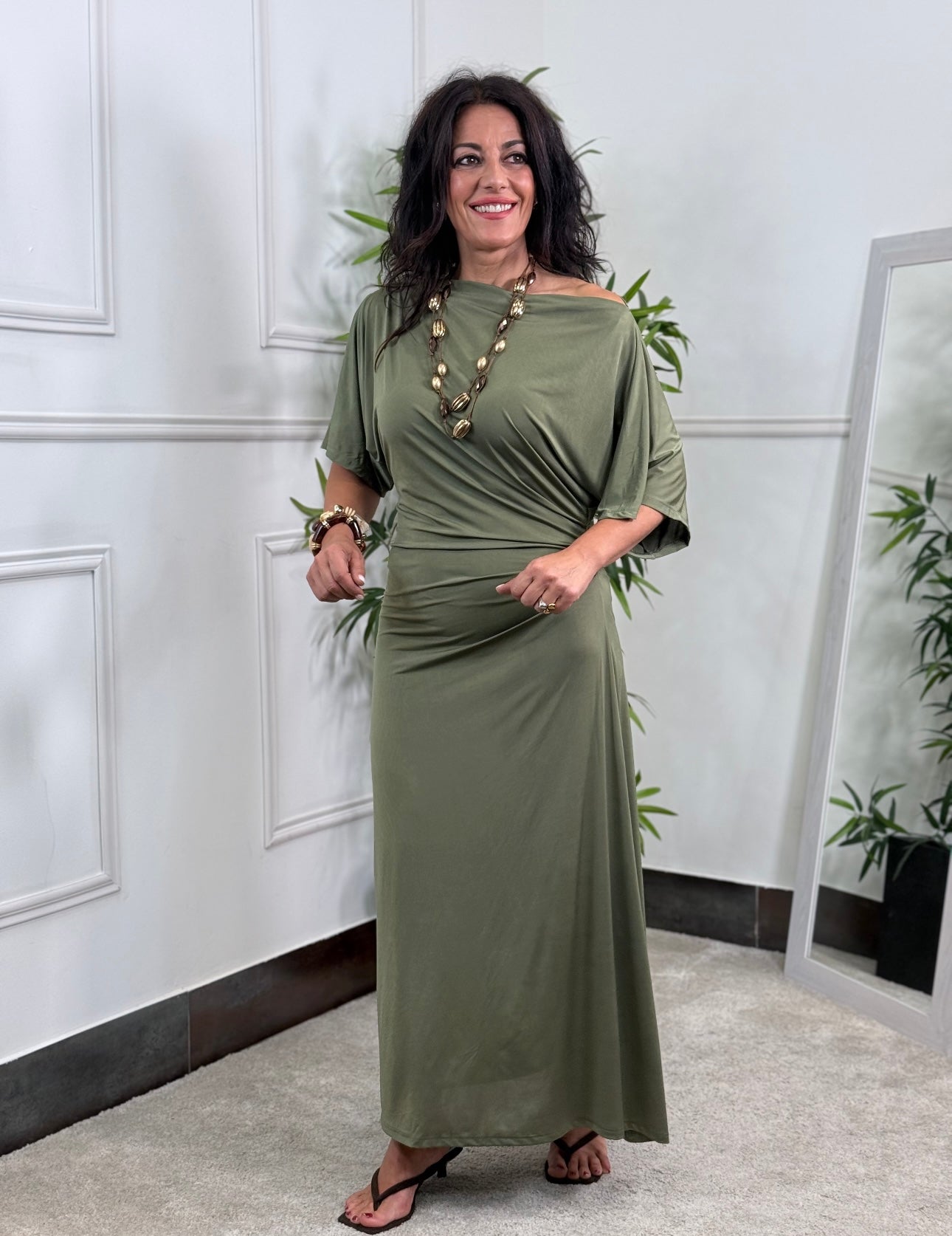 VESTIDO FRUNCE VERDE