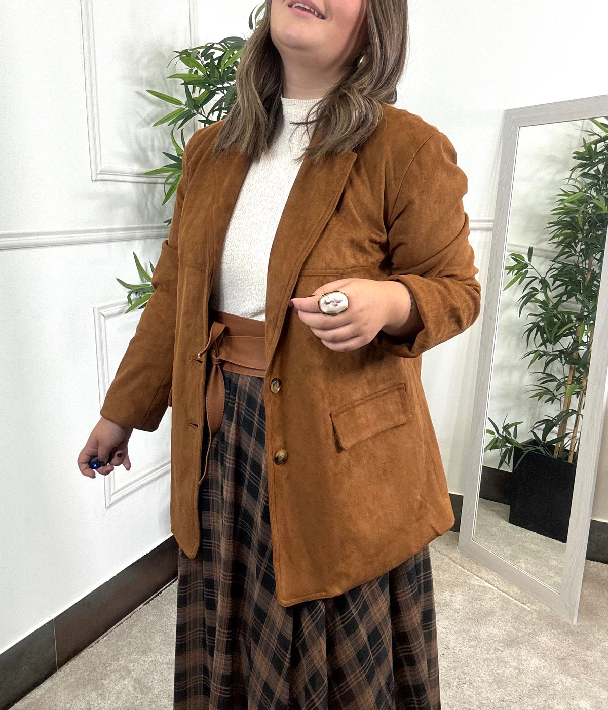 BLAZER EFECTO ANTE MARRÓN QUEMADO