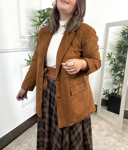BLAZER EFECTO ANTE MARRÓN QUEMADO