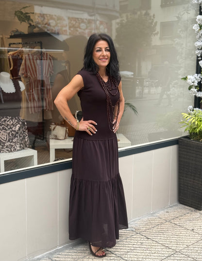 VESTIDO ROMO CHOCOLATE