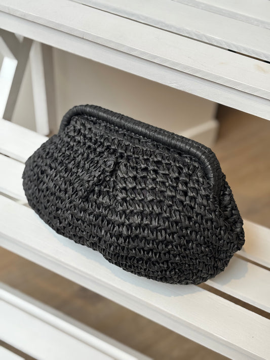 CLUTCH RAFIA NEGRO