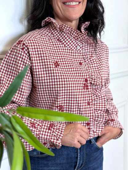 CAMISA FLOWER BURDEOS