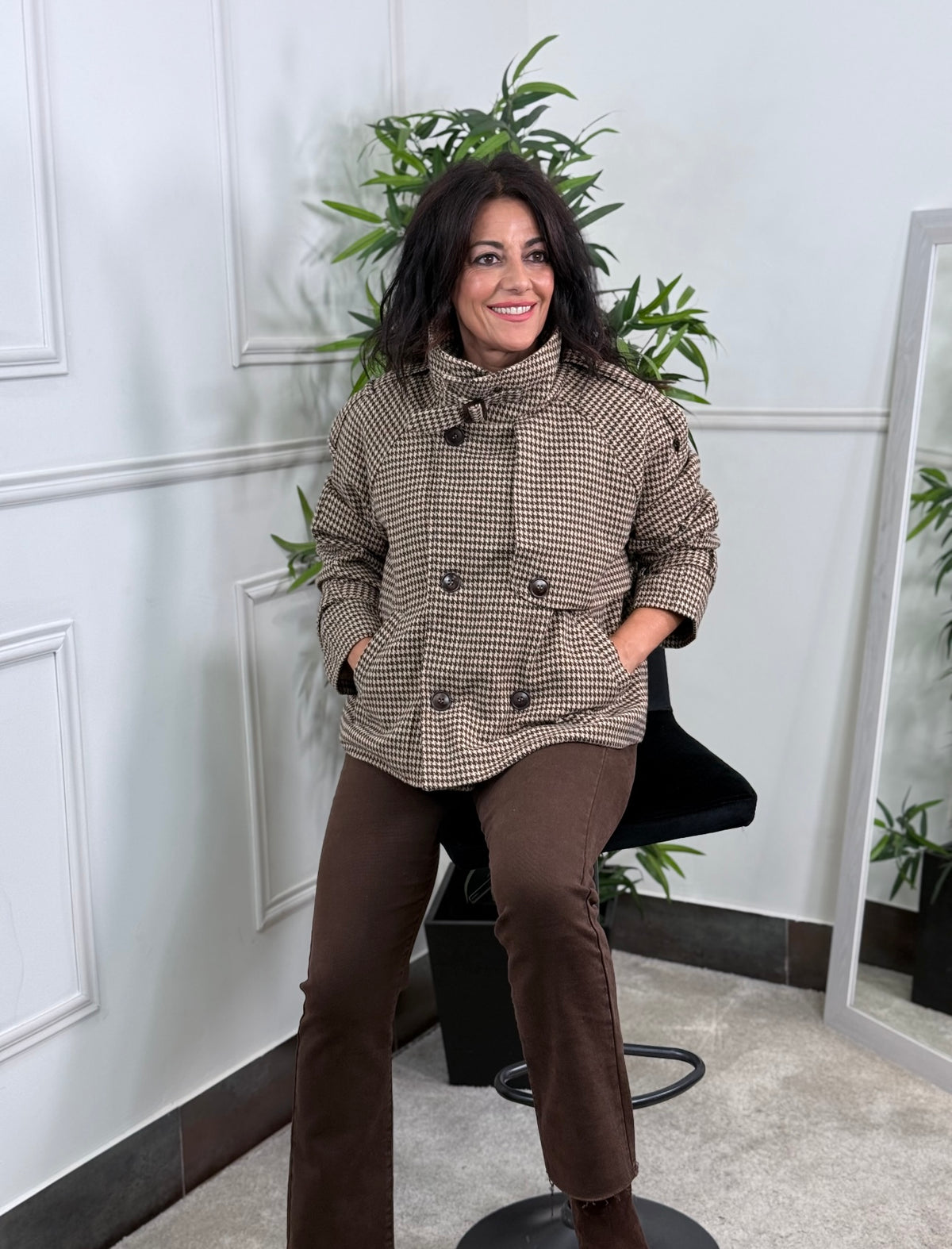 CHAQUETA PATA DE GALLO CHOCOLATE