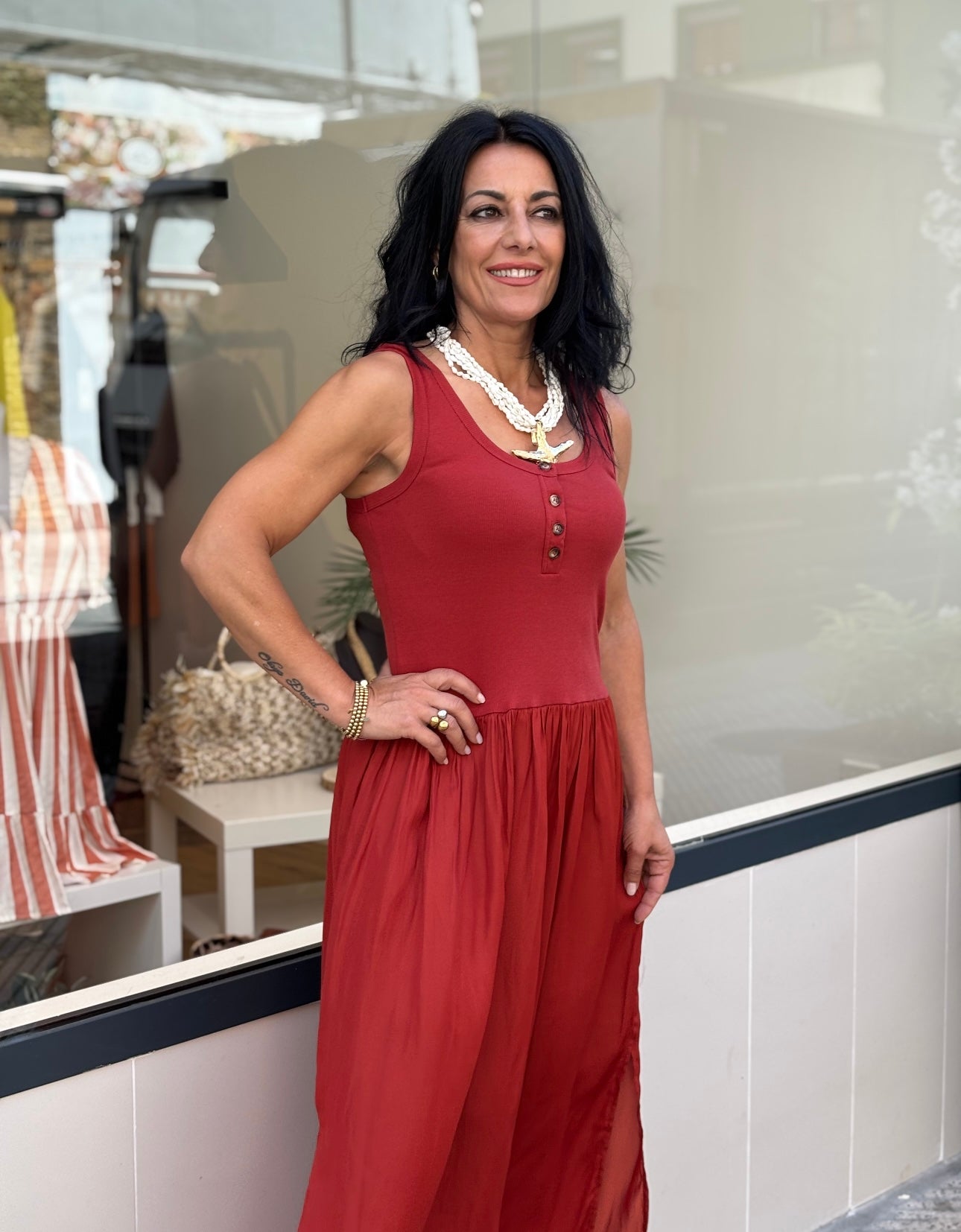 VESTIDO TEJA BOTÓN