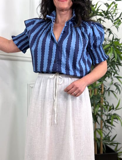 BLUSA LINE ESTAMPADA AZUL