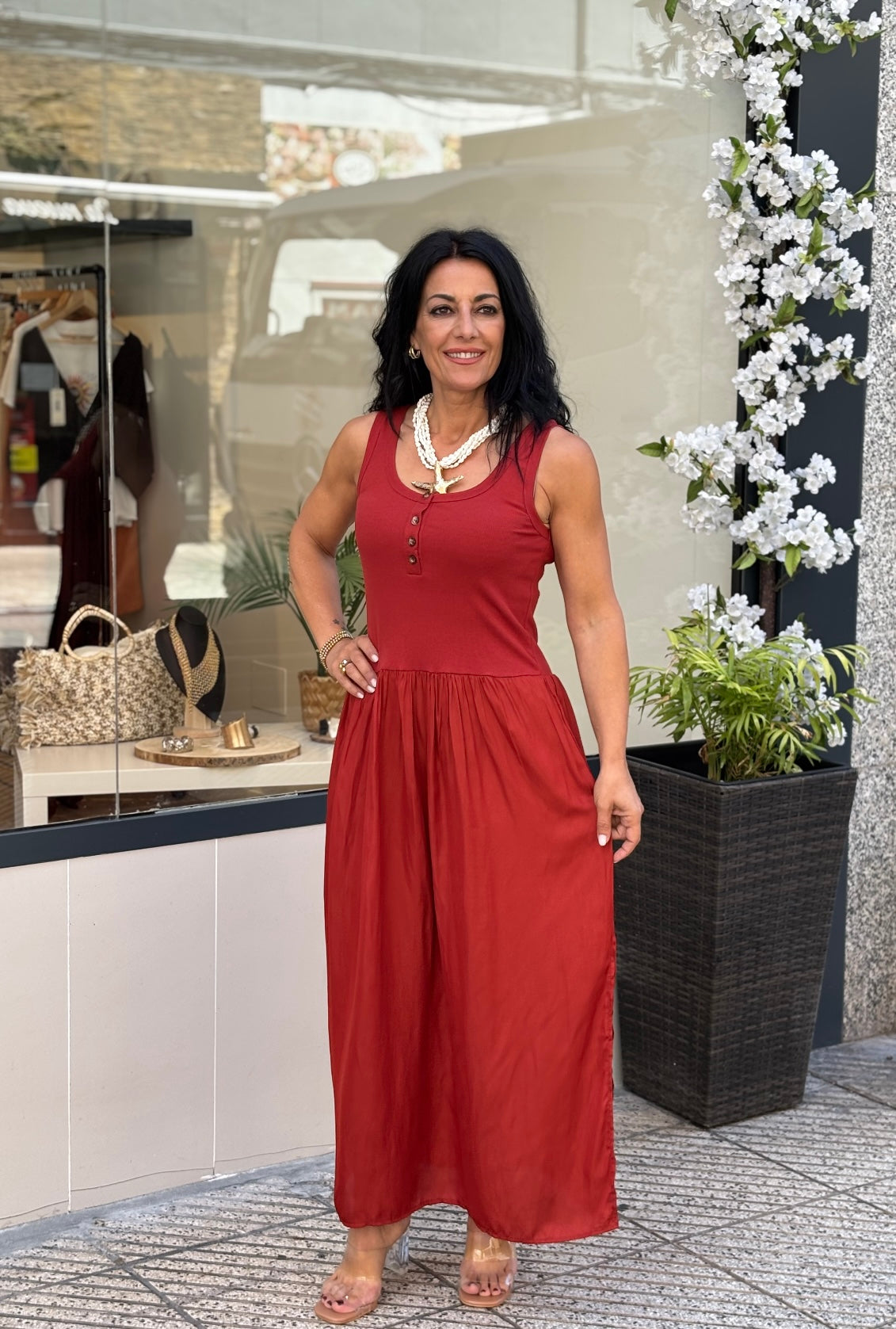 VESTIDO TEJA BOTÓN