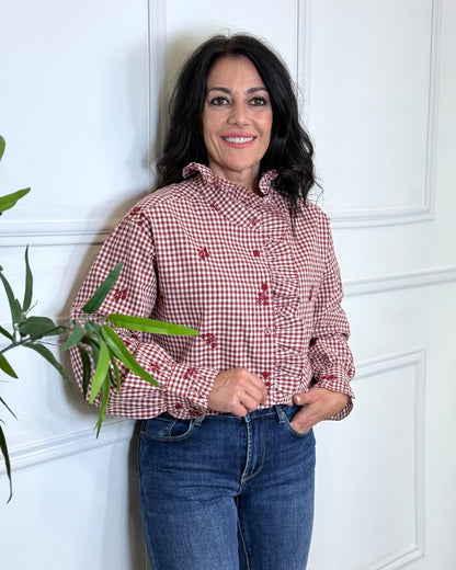 CAMISA FLOWER BURDEOS