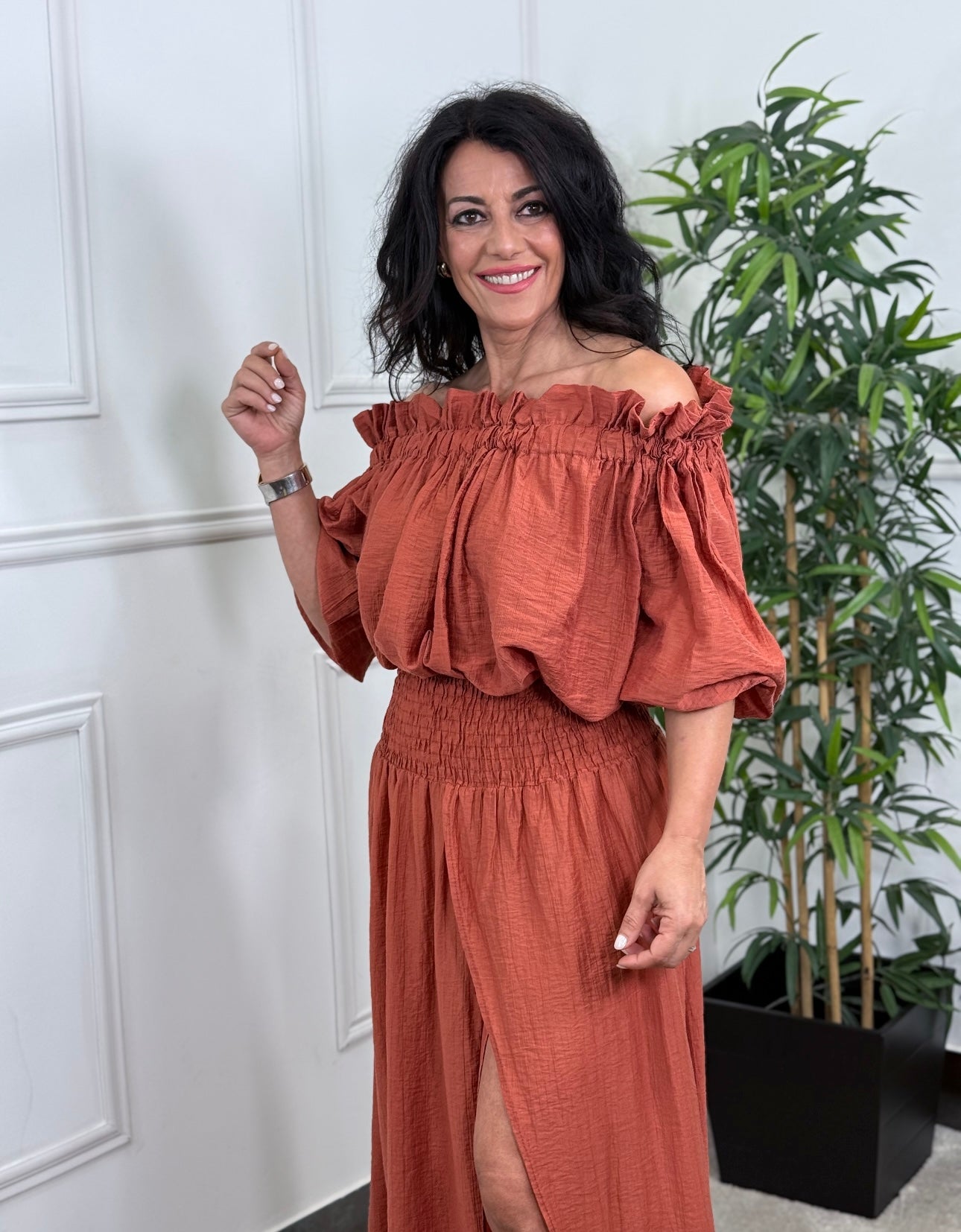 BLUSA BARDOT TEJA