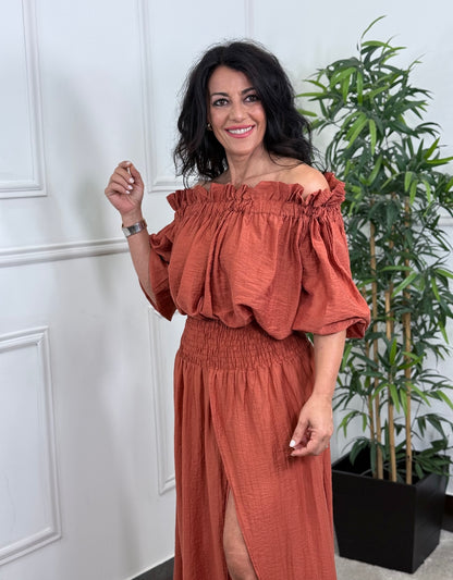 BLUSA BARDOT TEJA