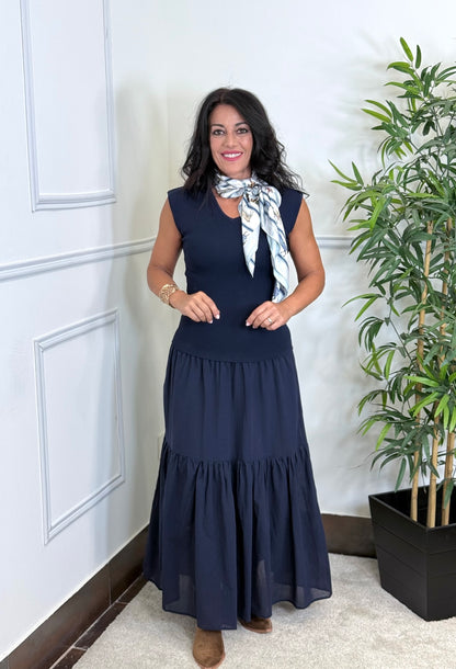 VESTIDO ROMO AZUL MARINO