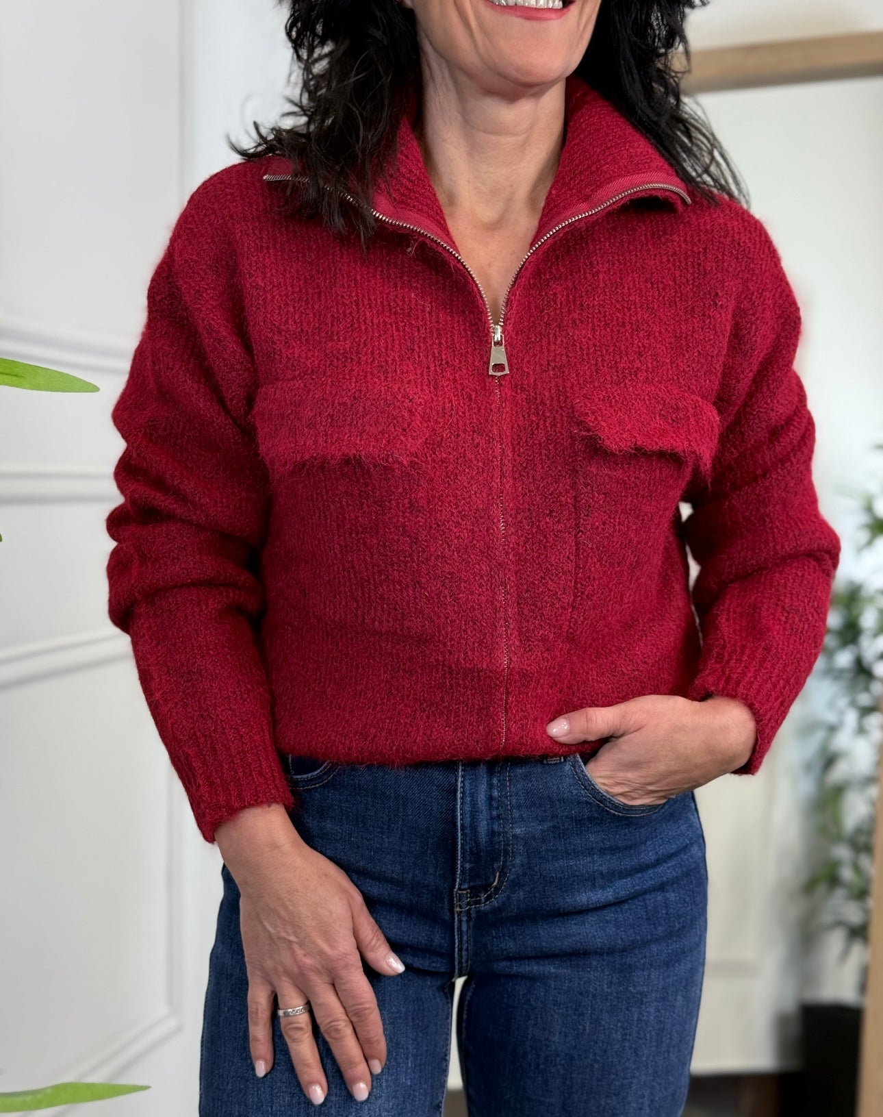 CHAQUETA PUNTO BURDEOS