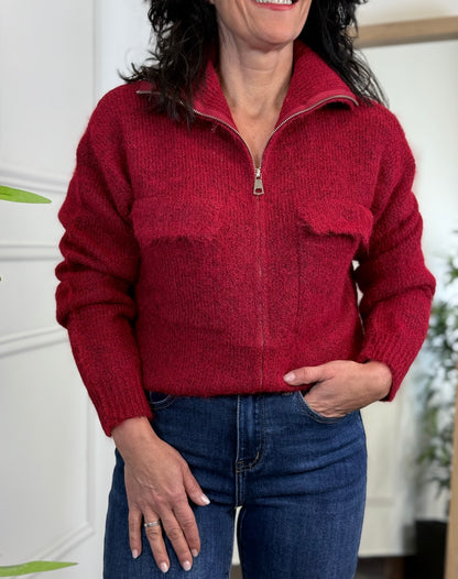 CHAQUETA PUNTO BURDEOS