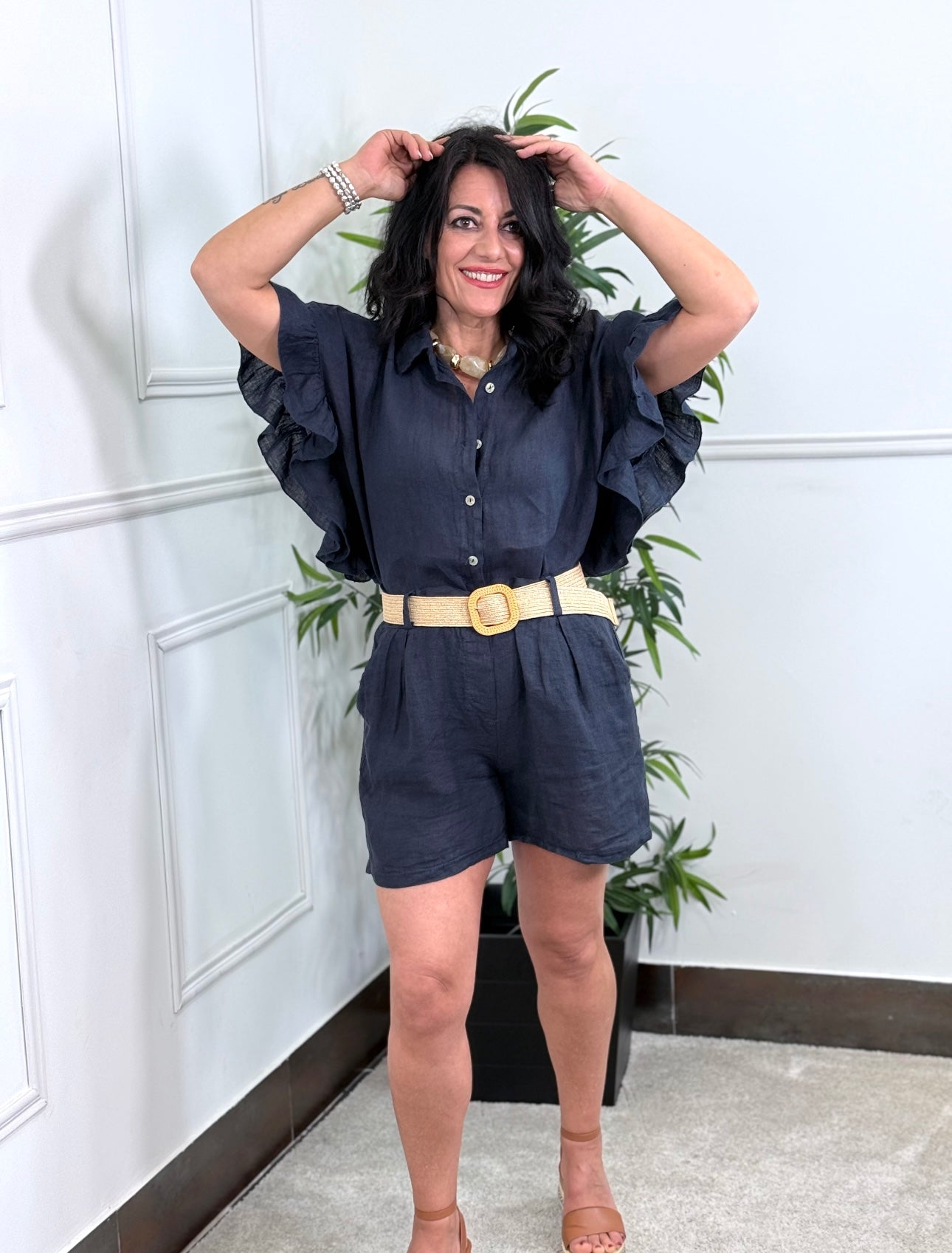 CAMISA TRIANA LINO MARINO