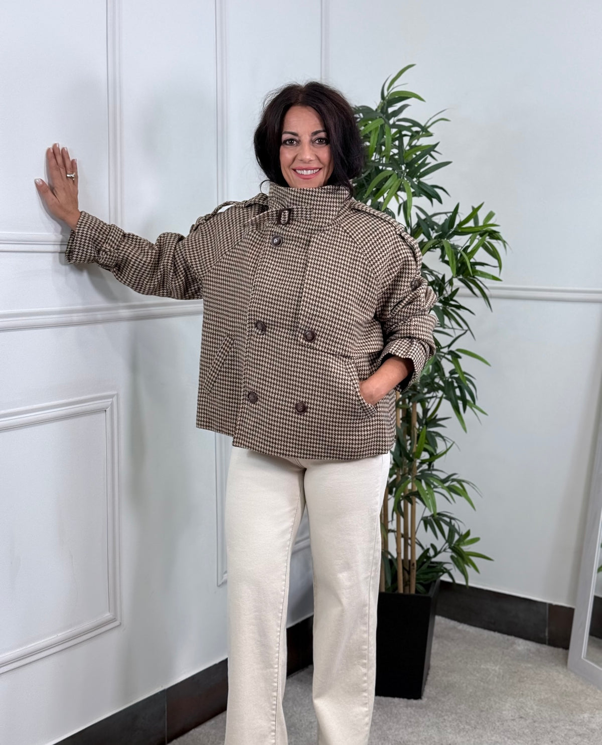 CHAQUETA PATA DE GALLO CHOCOLATE