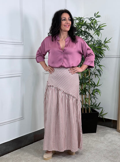 FALDA ASIMÉTRICA MALVA