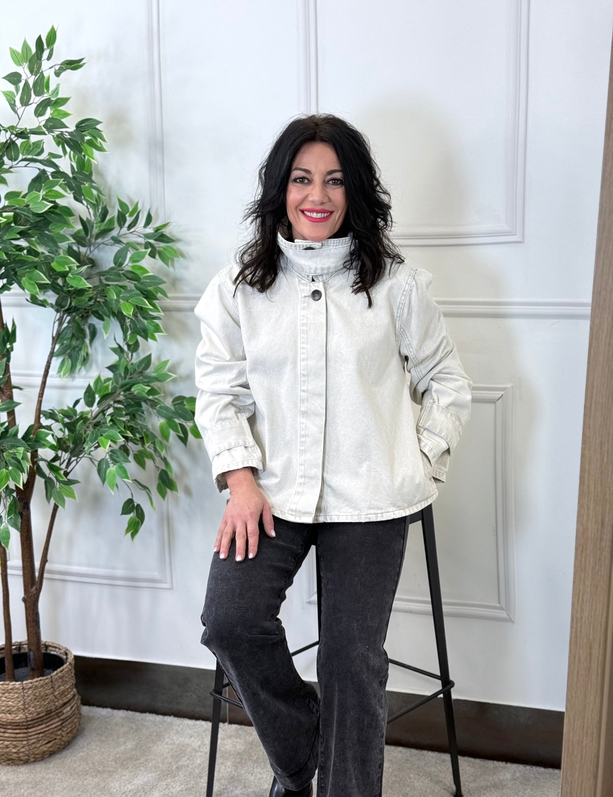 CAZADORA WOMAN DENIM GRIS CLARO