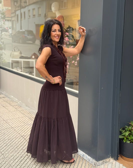VESTIDO ROMO CHOCOLATE