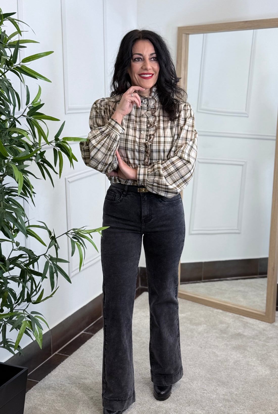 CAMISA TARTÁN CAMEL