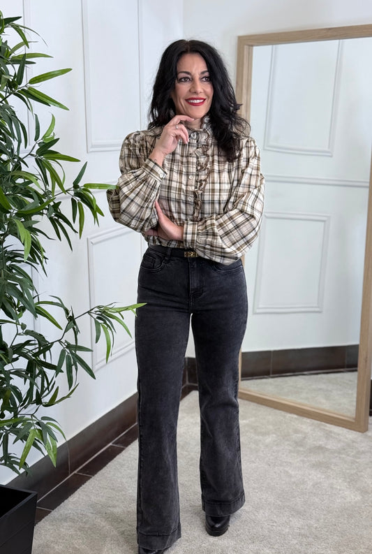 CAMISA TARTÁN CAMEL