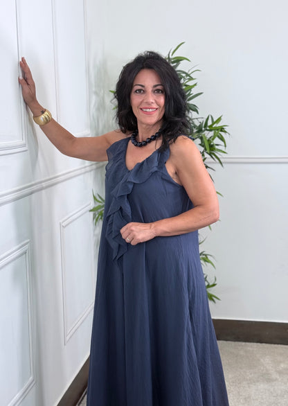 VESTIDO VOLANTE MARINO