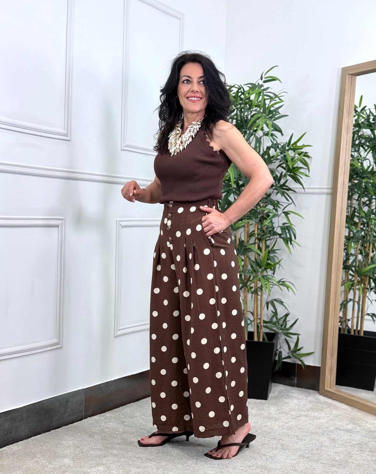 PANTALÓN CULOTTE LUNARES CHOCOLATE