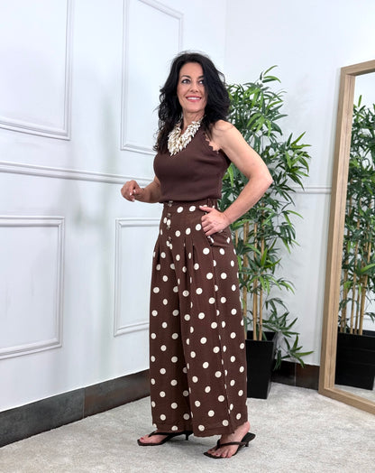 PANTALÓN CULOTTE LUNARES CHOCOLATE