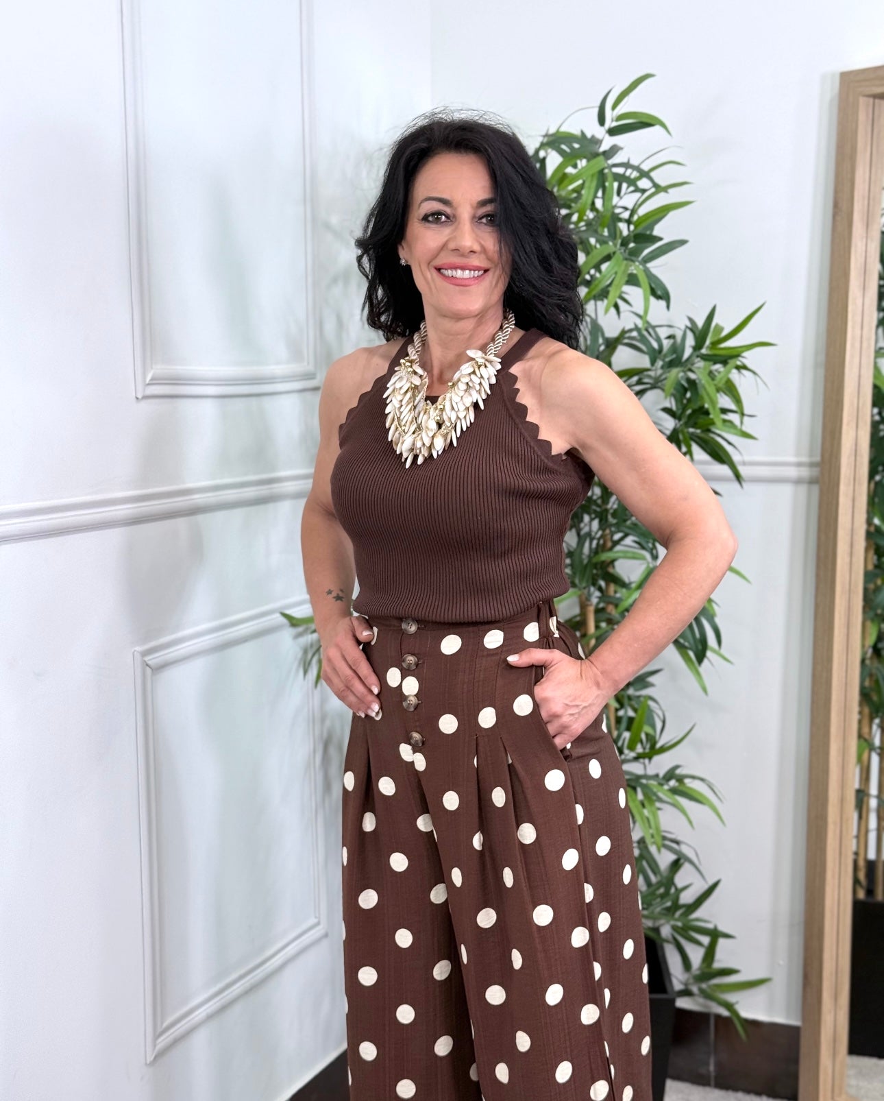 TOP ONDAS HALTER CHOCOLATE