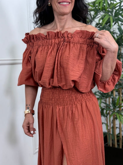 BLUSA BARDOT TEJA
