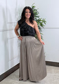 PANTALÓN PALAZZO PLISADO TAUPE