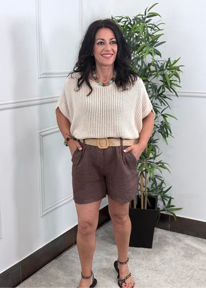 TOP PUNTO REJILLA BEIGE