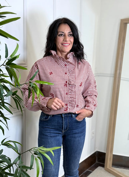 CAMISA FLOWER BURDEOS