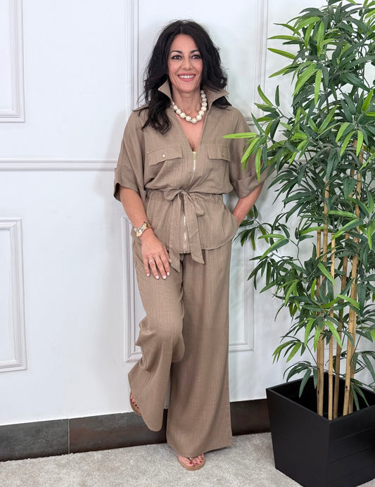 CONJUNTO CAMELIA LINO TOSTADO