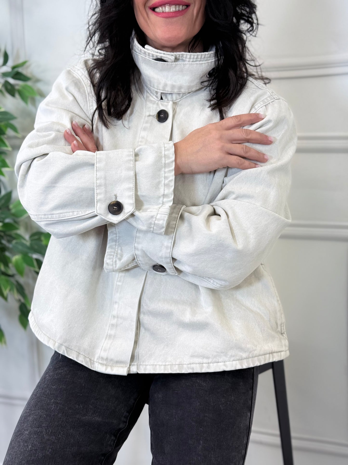 CAZADORA WOMAN DENIM GRIS CLARO