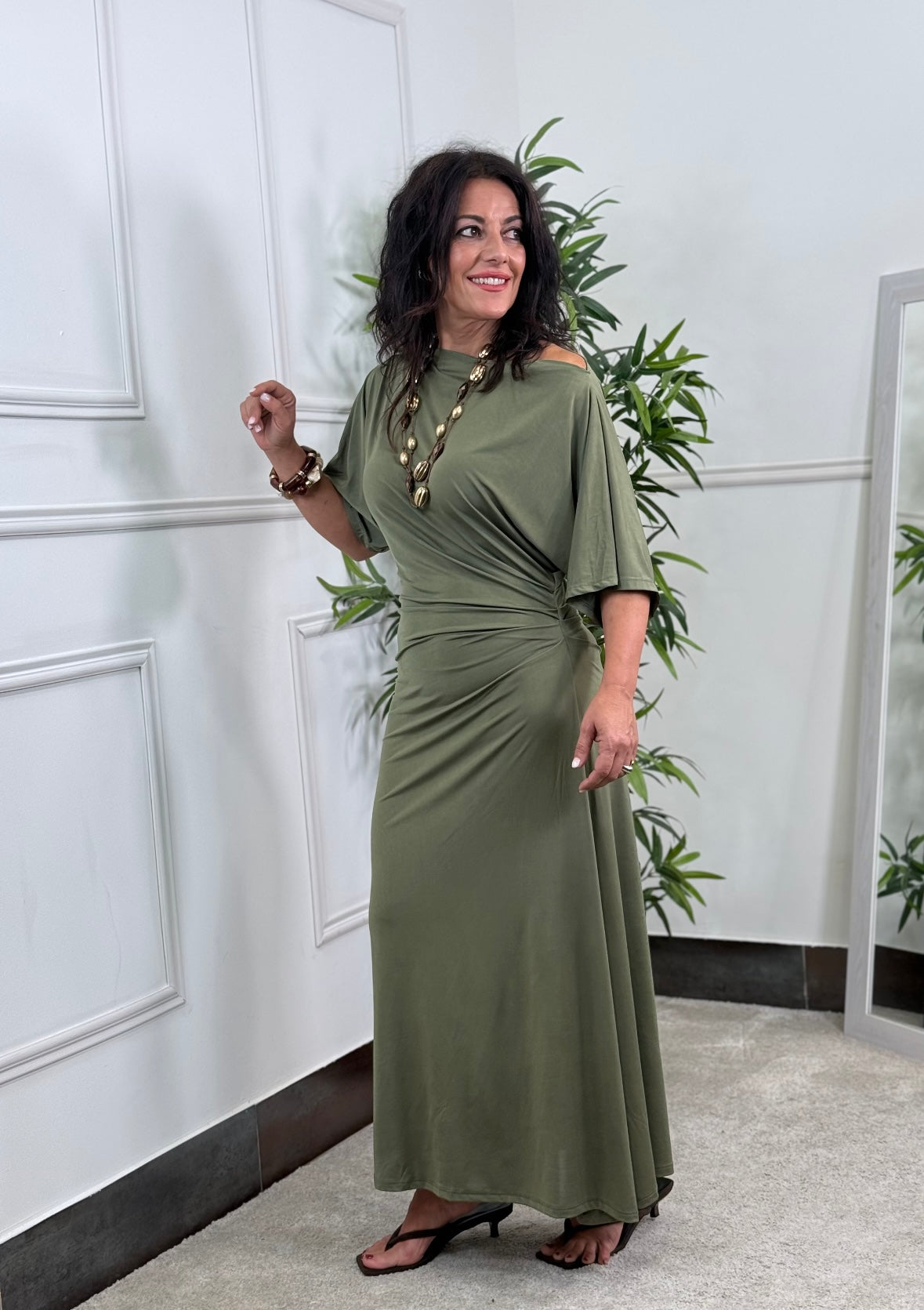 VESTIDO FRUNCE VERDE