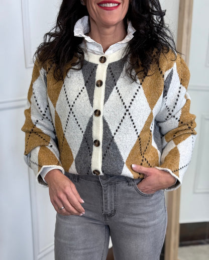 CÁRDIGAN ROMBOS MIEL