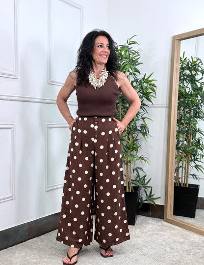 PANTALÓN CULOTTE LUNARES CHOCOLATE