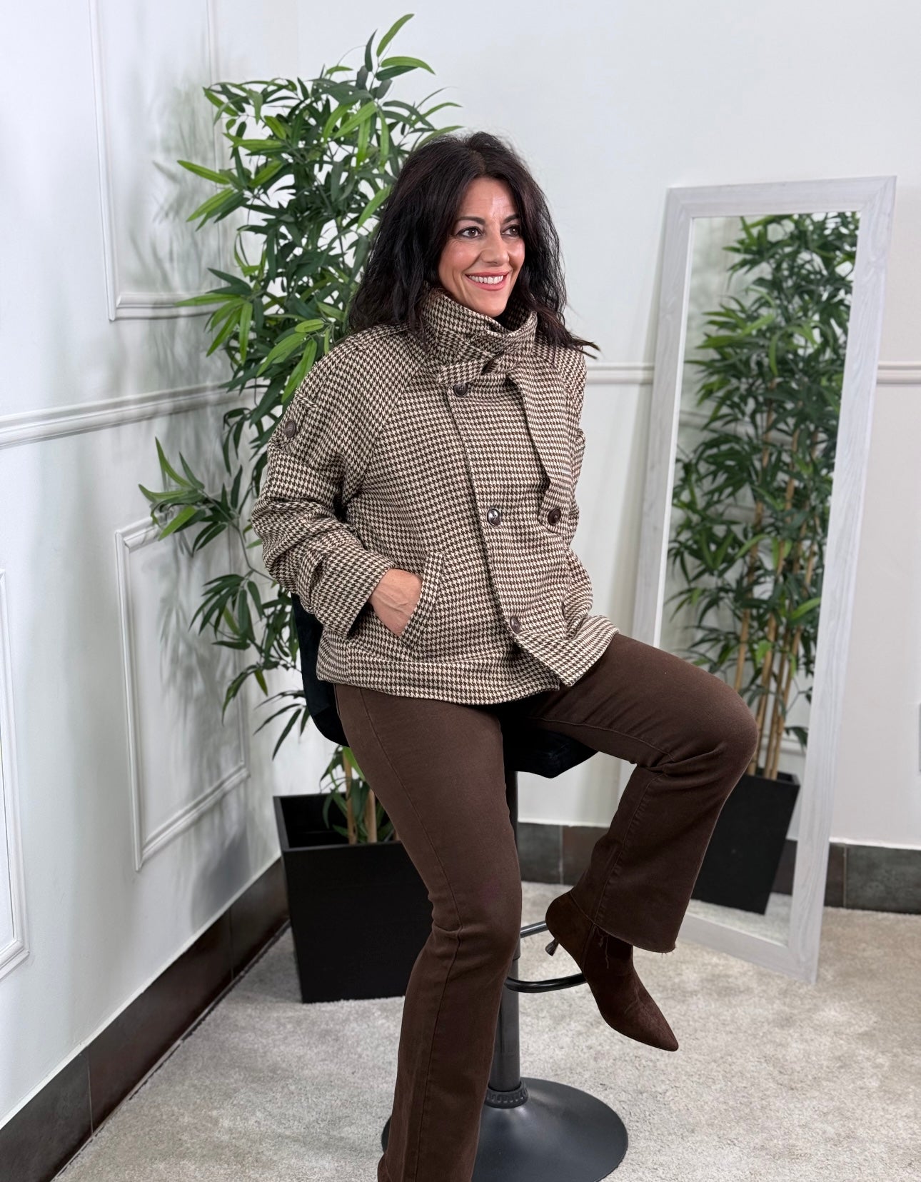 CHAQUETA PATA DE GALLO CHOCOLATE