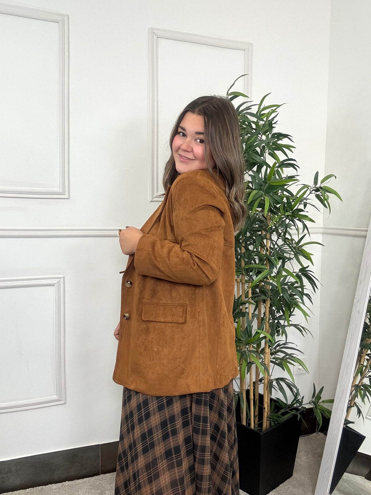 BLAZER EFECTO ANTE MARRÓN QUEMADO
