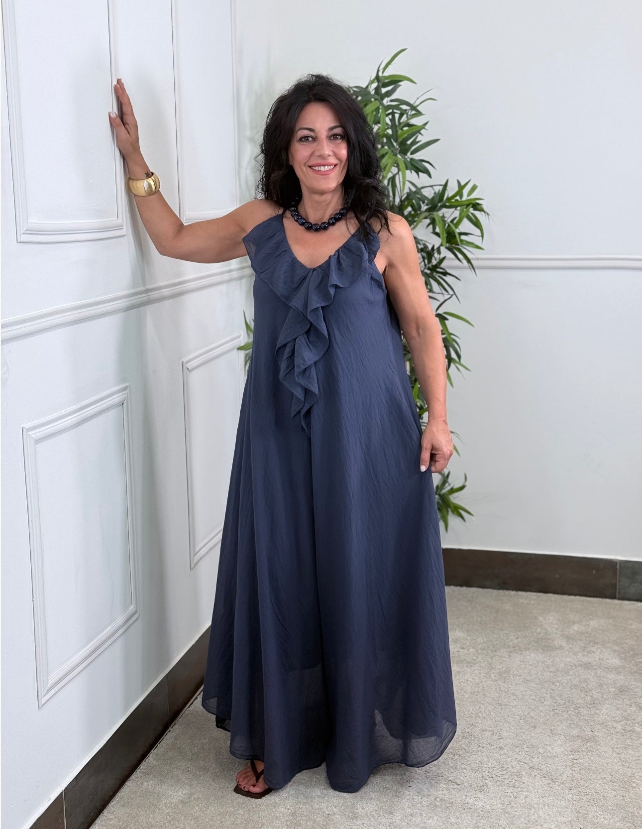 VESTIDO VOLANTE MARINO