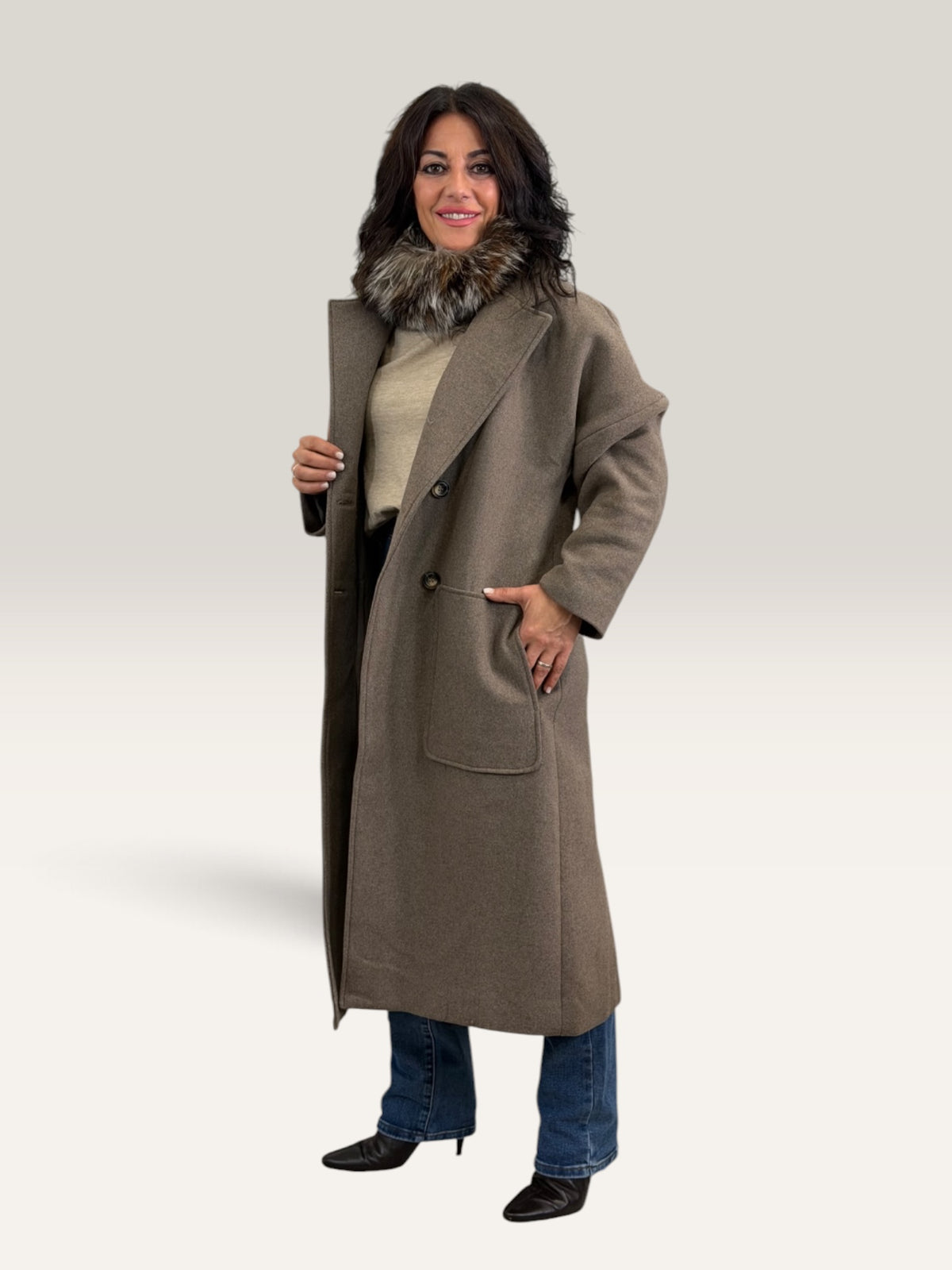 ABRIGO AMBAR TAUPE