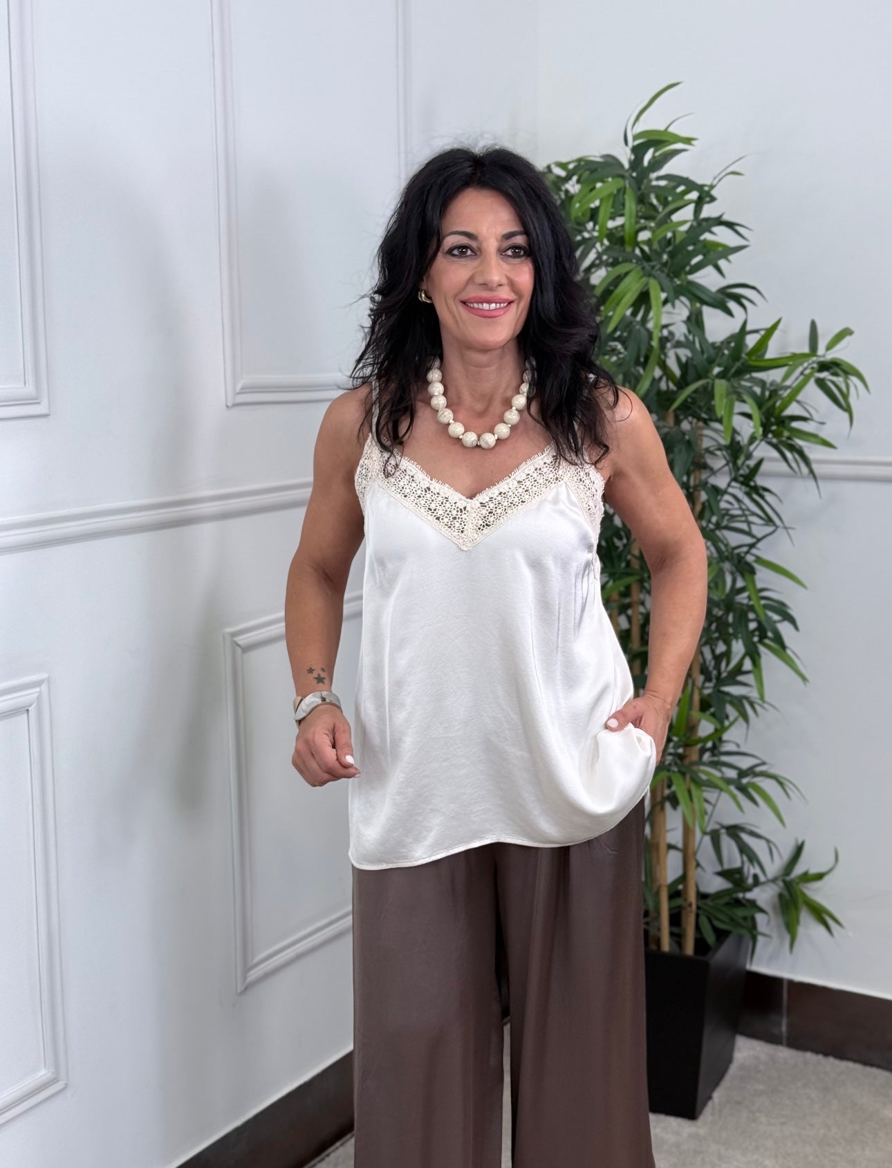 CAMISA LENCERA GIA BEIGE