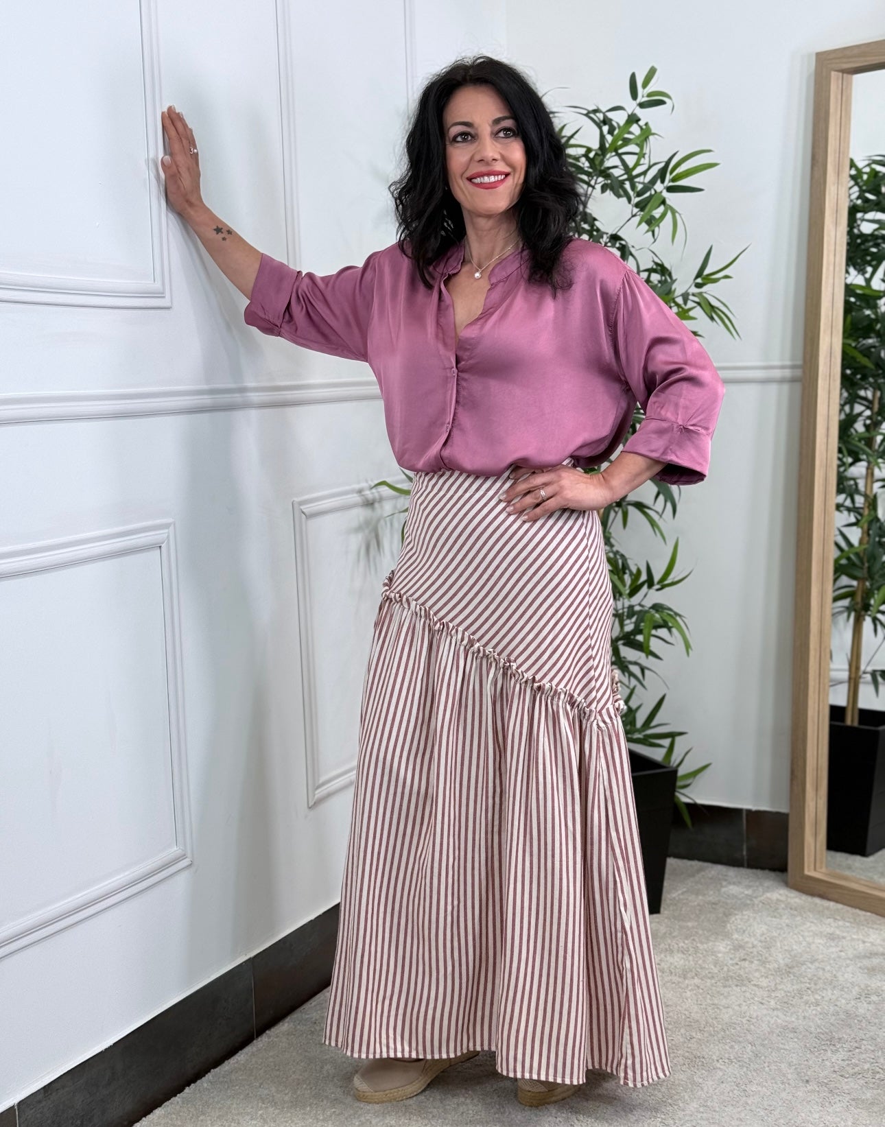 FALDA ASIMÉTRICA MALVA
