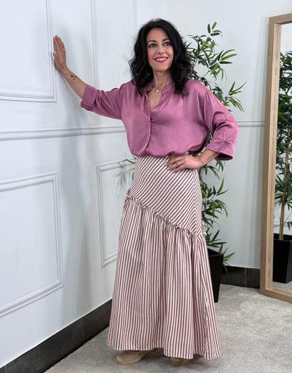 FALDA ASIMÉTRICA MALVA