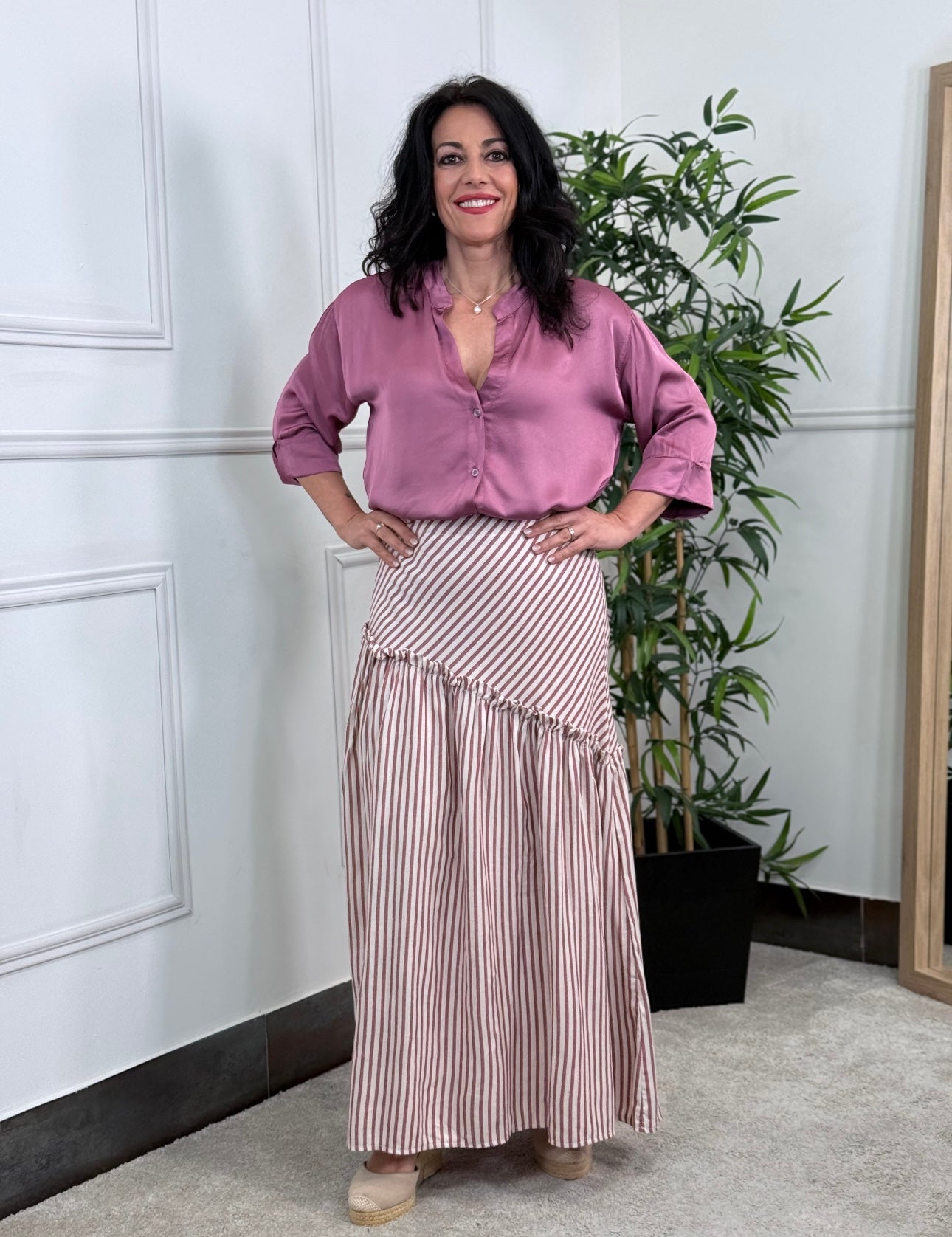 FALDA ASIMÉTRICA MALVA