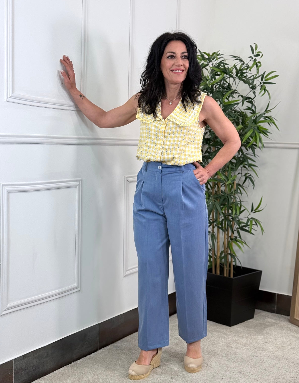 PANTALÓN PINZAS AZUL