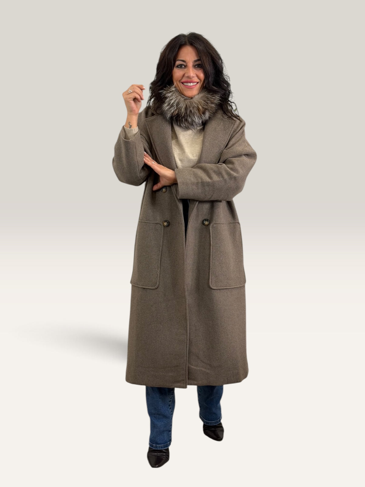ABRIGO AMBAR TAUPE