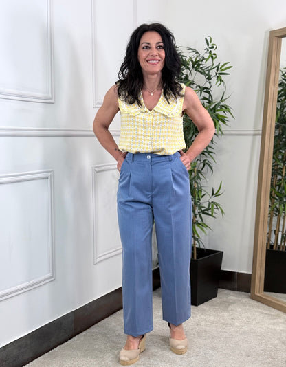 PANTALÓN PINZAS AZUL